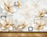 Avikalp MWZ1016 White Golden Flowers 3D HD Wallpaper Avikalp MWZ1016 White Golden Flowers 3D HD Wallpaper