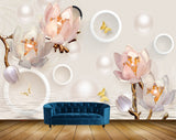Avikalp MWZ1017 Peach White Flowers Butterflies 3D HD Wallpaper Avikalp MWZ1017 Peach White Flowers Butterflies 3D HD Wallpaper