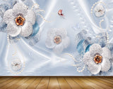 Avikalp MWZ1028 White Flowers Butterflies 3D HD Wallpaper Avikalp MWZ1028 White Flowers Butterflies 3D HD Wallpaper