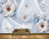 Avikalp MWZ1028 White Flowers Butterflies 3D HD Wallpaper Avikalp MWZ1028 White Flowers Butterflies 3D HD Wallpaper