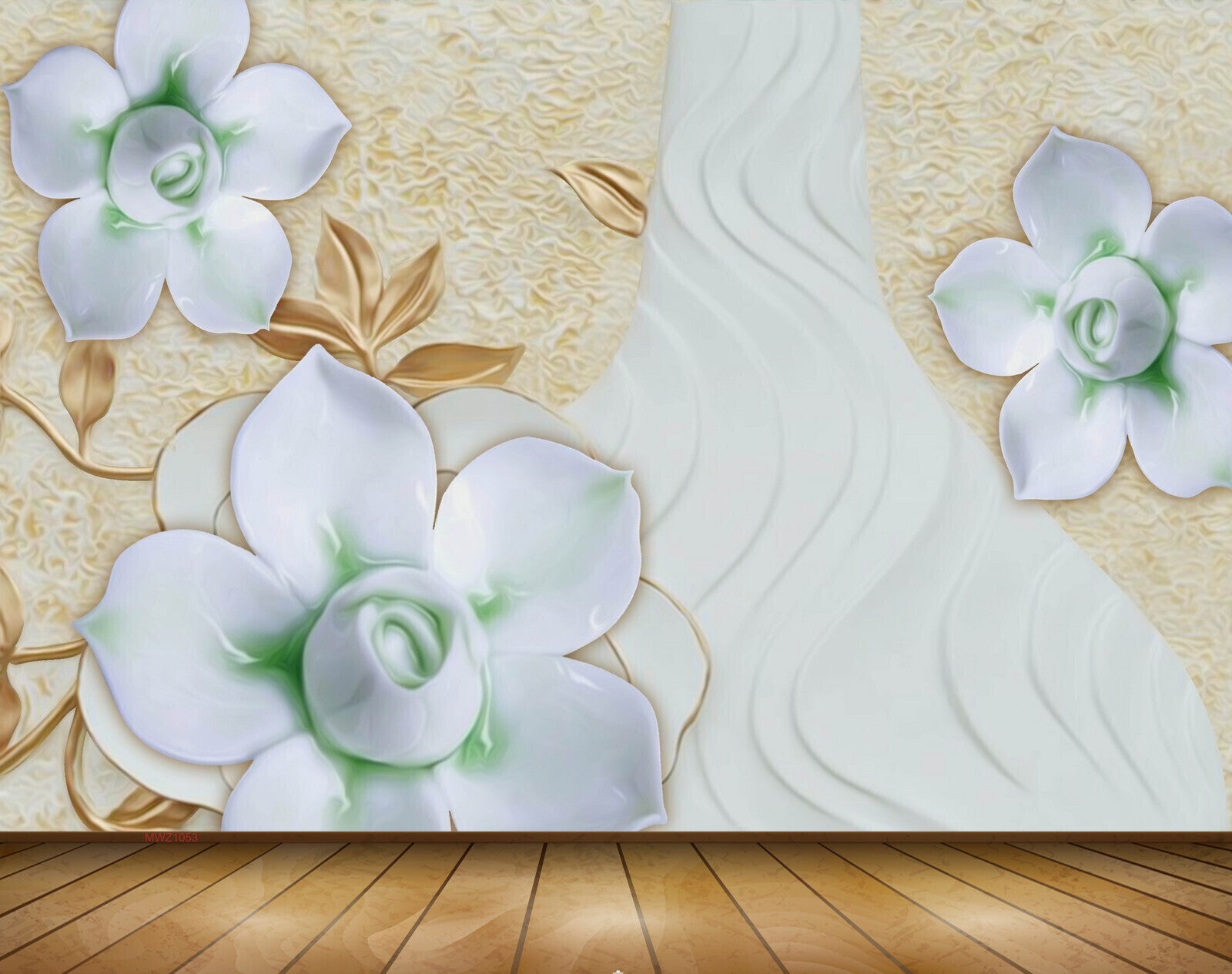 Avikalp MWZ1053 Blue Green Flowers Leaves 3D HD Wallpaper Avikalp MWZ1053 Blue Green Flowers Leaves 3D HD Wallpaper