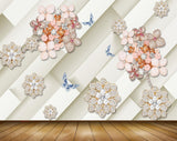 Avikalp MWZ1059 Peach Flowers Butterflies 3D HD Wallpaper Avikalp MWZ1059 Peach Flowers Butterflies 3D HD Wallpaper