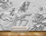Avikalp MWZ1068 White Horse Girl Flowers HD Wallpaper Avikalp MWZ1068 White Horse Girl Flowers HD Wallpaper