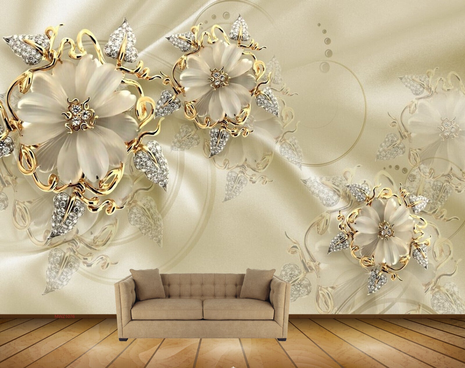 Avikalp MWZ1076 Golden Flowers Leaves 3D HD Wallpaper Avikalp MWZ1076 Golden Flowers Leaves 3D HD Wallpaper