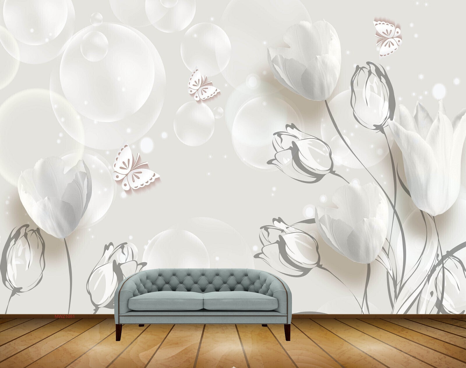 Avikalp MWZ1081 White Flowers Butterflies 3D HD Wallpaper Avikalp MWZ1081 White Flowers Butterflies 3D HD Wallpaper
