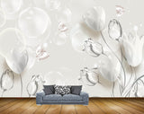 Avikalp MWZ1081 White Flowers Butterflies 3D HD Wallpaper Avikalp MWZ1081 White Flowers Butterflies 3D HD Wallpaper