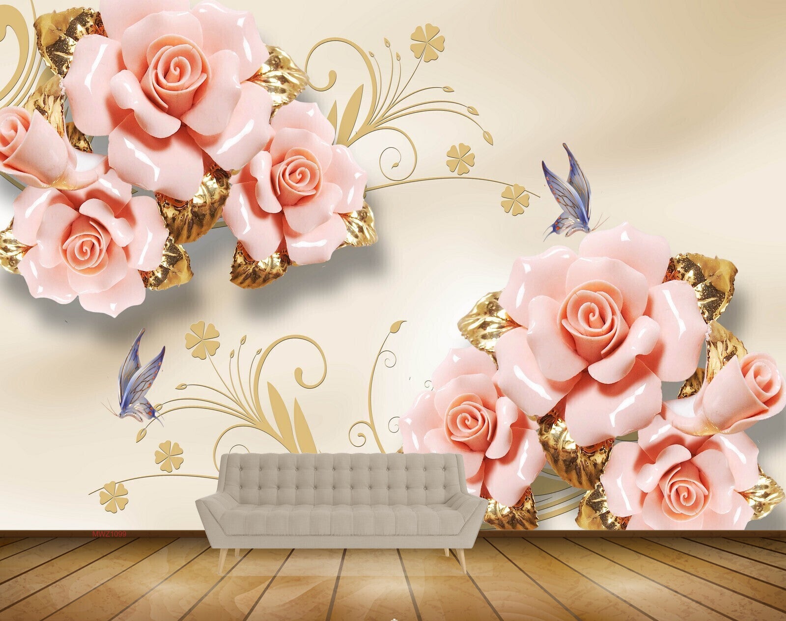 Avikalp MWZ1099 Pink Flowers Butterflies Branches 3D HD Wallpaper Avikalp MWZ1099 Pink Flowers Butterflies Branches 3D HD Wallpaper