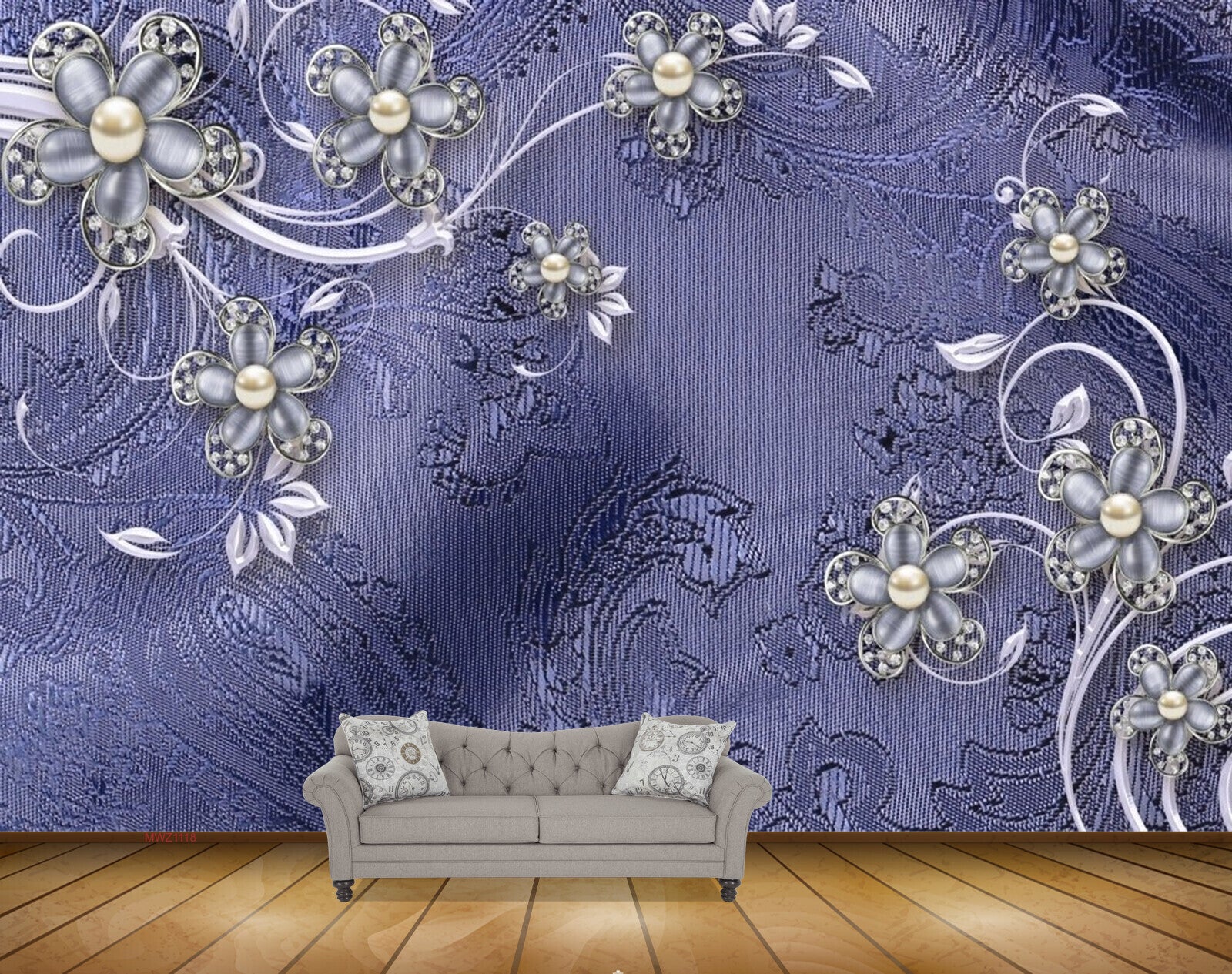 Avikalp MWZ1118 Blue White Flowers Leaves 3D HD Wallpaper Avikalp MWZ1118 Blue White Flowers Leaves 3D HD Wallpaper