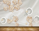 Avikalp MWZ1127 White Golden Flowers Butterflies 3D HD Wallpaper Avikalp MWZ1127 White Golden Flowers Butterflies 3D HD Wallpaper