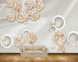 Avikalp MWZ1127 White Golden Flowers Butterflies 3D HD Wallpaper Avikalp MWZ1127 White Golden Flowers Butterflies 3D HD Wallpaper