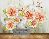 Avikalp MWZ1130 Peach White Flowers Butterflies 3D HD Wallpaper Avikalp MWZ1130 Peach White Flowers Butterflies 3D HD Wallpaper