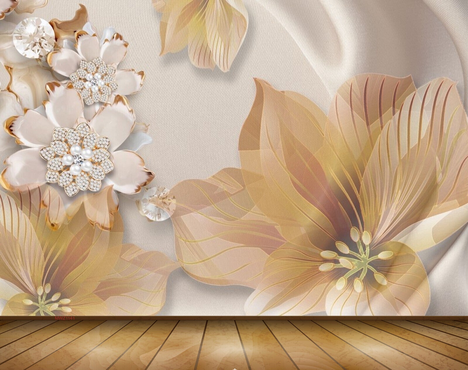 Avikalp MWZ1141 White Orange Flowers 3D HD Wallpaper Avikalp MWZ1141 White Orange Flowers 3D HD Wallpaper