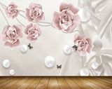 Avikalp MWZ1143 Pink Flowers Butterlies Pearls 3D HD Wallpaper Avikalp MWZ1143 Pink Flowers Butterlies Pearls 3D HD Wallpaper