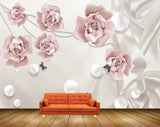 Avikalp MWZ1143 Pink Flowers Butterlies Pearls 3D HD Wallpaper Avikalp MWZ1143 Pink Flowers Butterlies Pearls 3D HD Wallpaper