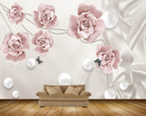Avikalp MWZ1143 Pink Flowers Butterlies Pearls 3D HD Wallpaper Avikalp MWZ1143 Pink Flowers Butterlies Pearls 3D HD Wallpaper