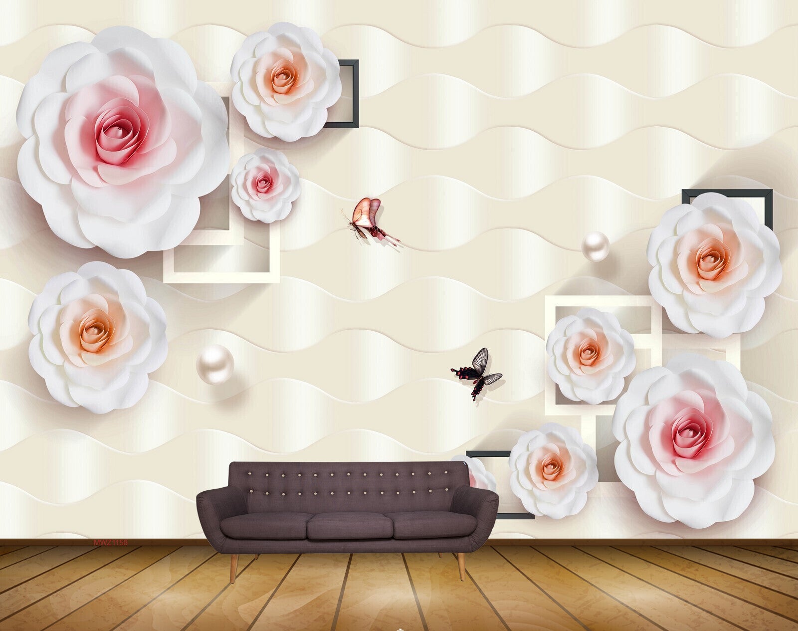 Avikalp MWZ1158 Pink White Flowers Butterflies HD Wallpaper Avikalp MWZ1158 Pink White Flowers Butterflies HD Wallpaper