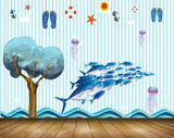 Avikalp MWZ1166 Blue Fishes Chappals Tree sun Stars 3D HD Wallpaper Avikalp MWZ1166 Blue Fishes Chappals Tree sun Stars 3D HD Wallpaper