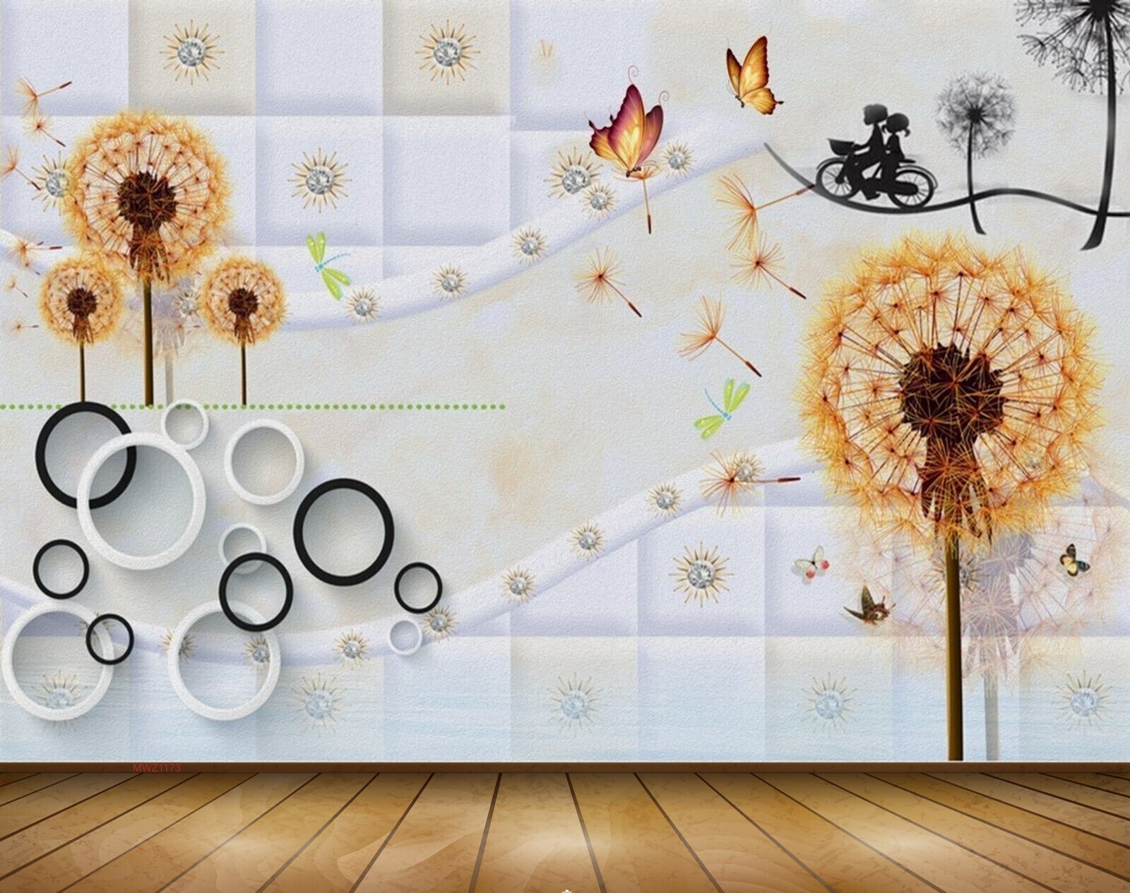 Avikalp MWZ1173 Yellow Orange Flowers Flies Butterflies Cycle 3D HD Wallpaper Avikalp MWZ1173 Yellow Orange Flowers Flies Butterflies Cycle 3D HD Wallpaper