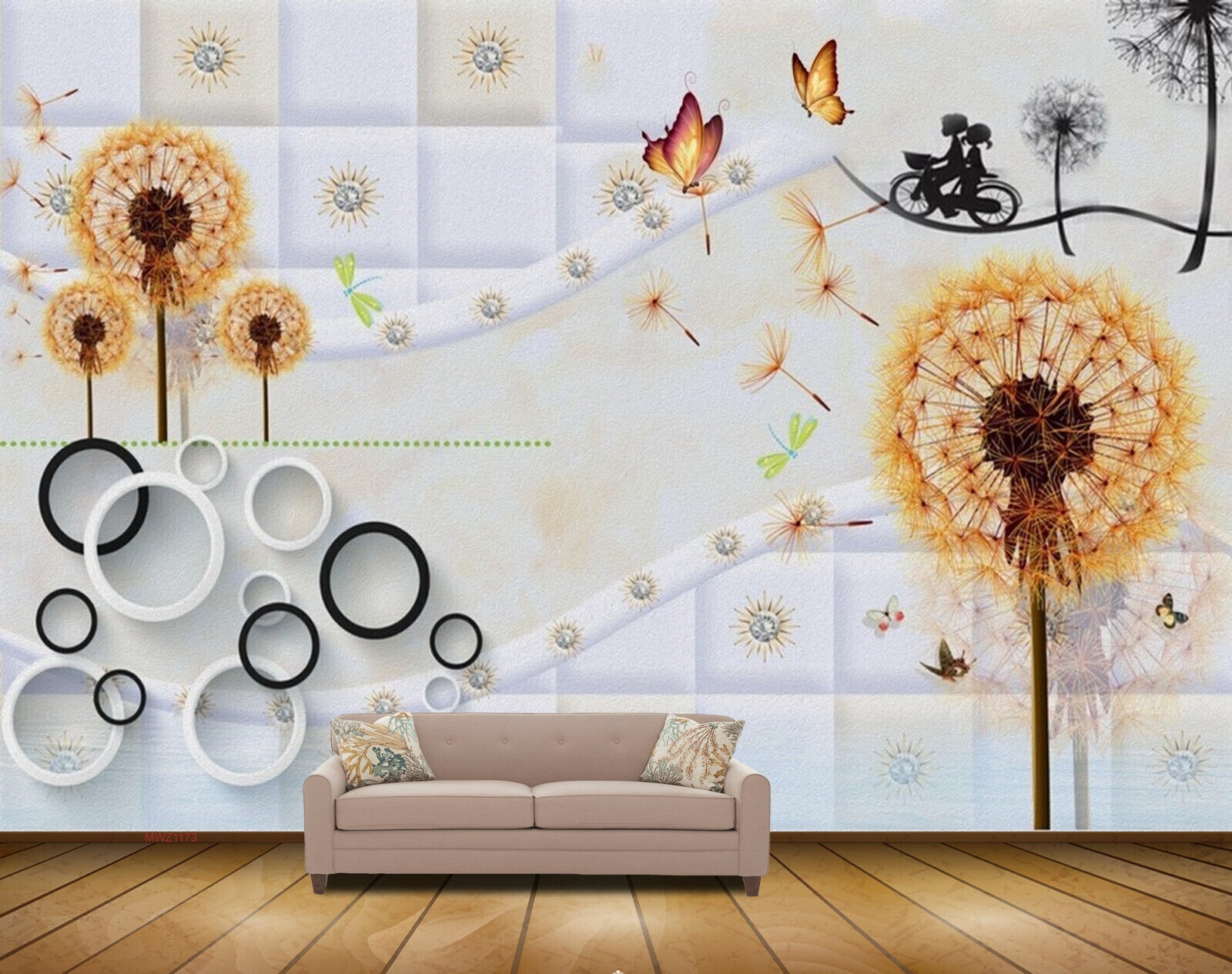 Avikalp MWZ1173 Yellow Orange Flowers Flies Butterflies Cycle 3D HD Wallpaper Avikalp MWZ1173 Yellow Orange Flowers Flies Butterflies Cycle 3D HD Wallpaper