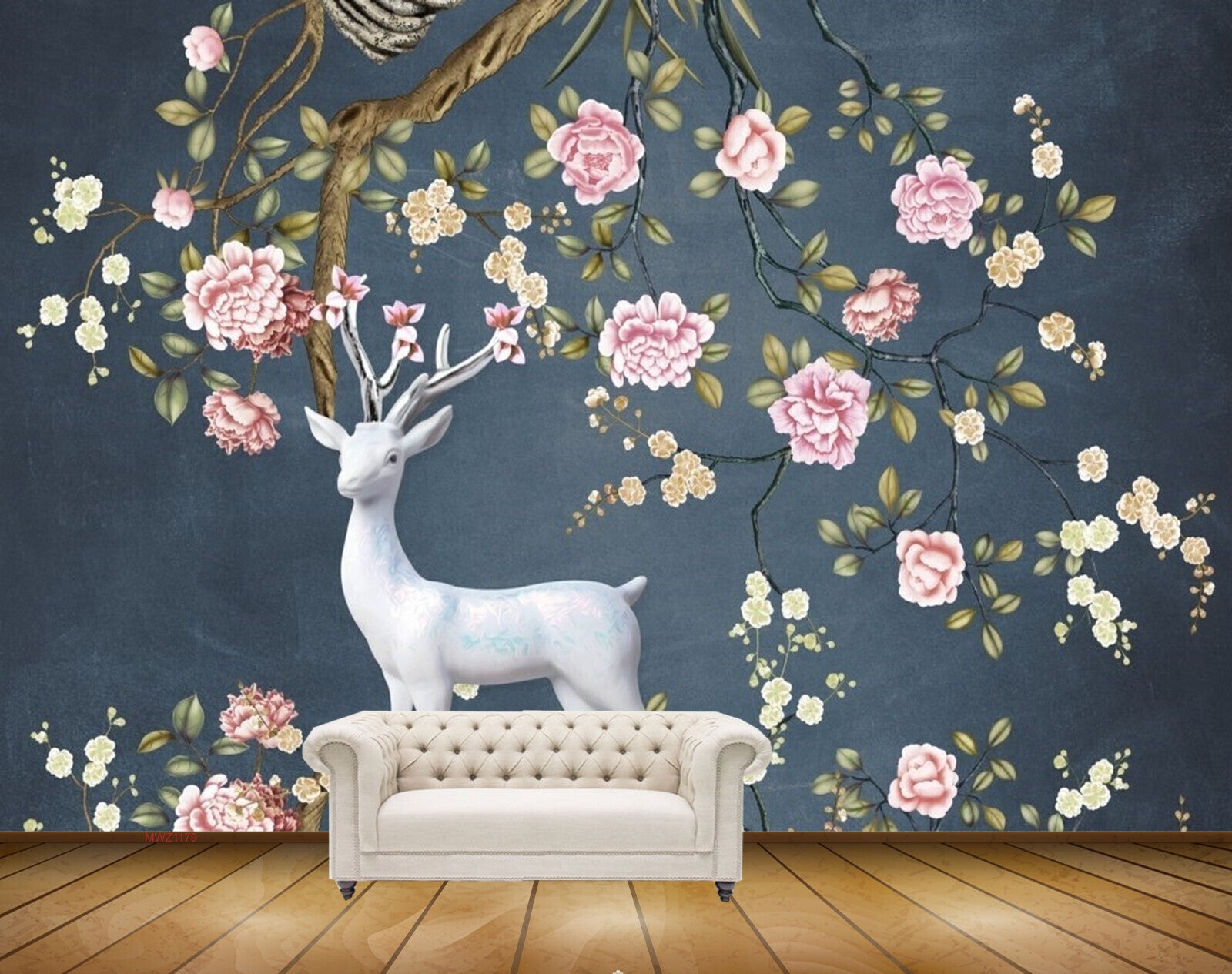 Avikalp MWZ1179 White Pink Flowers Deer HD Wallpaper Avikalp MWZ1179 White Pink Flowers Deer HD Wallpaper
