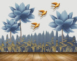 Avikalp MWZ1182 Blue Flowers Birds 3D HD Wallpaper Avikalp MWZ1182 Blue Flowers Birds 3D HD Wallpaper