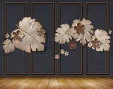 Avikalp MWZ1183 White Brown Flowers Leaves 3D HD Wallpaper Avikalp MWZ1183 White Brown Flowers Leaves 3D HD Wallpaper