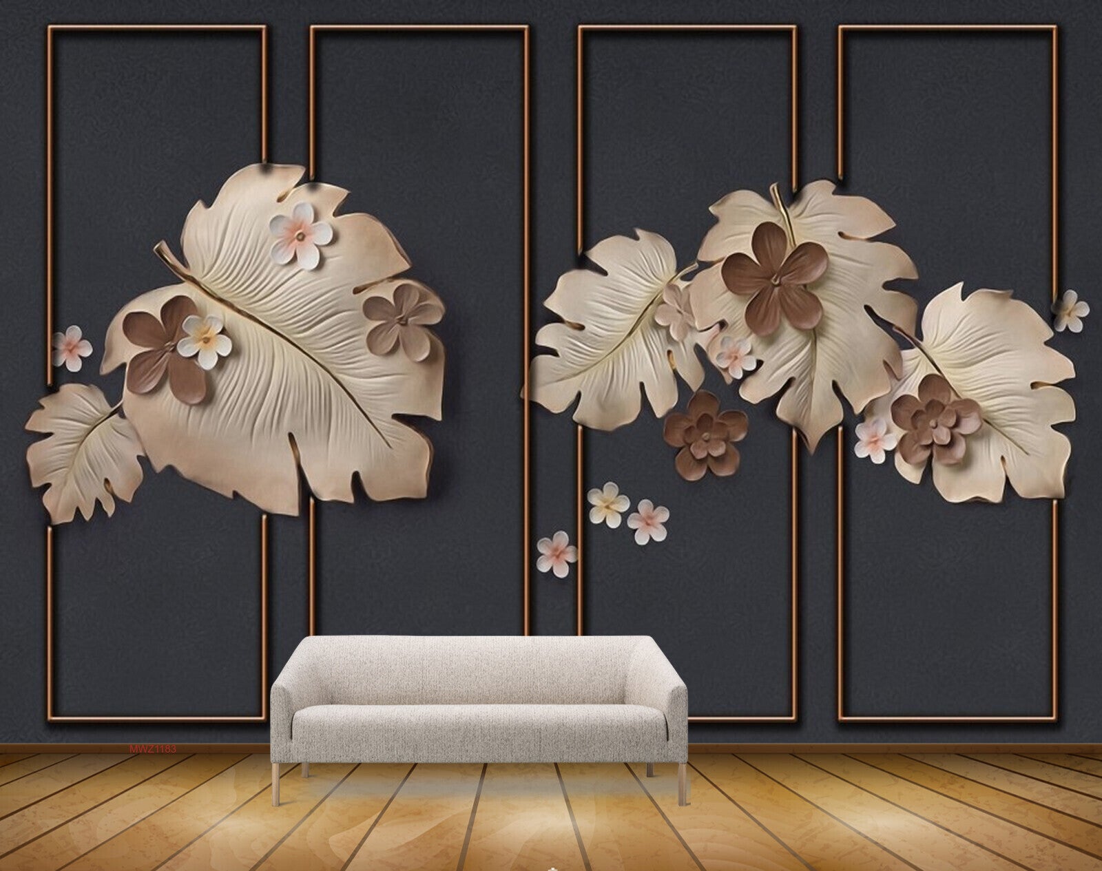 Avikalp MWZ1183 White Brown Flowers Leaves 3D HD Wallpaper Avikalp MWZ1183 White Brown Flowers Leaves 3D HD Wallpaper