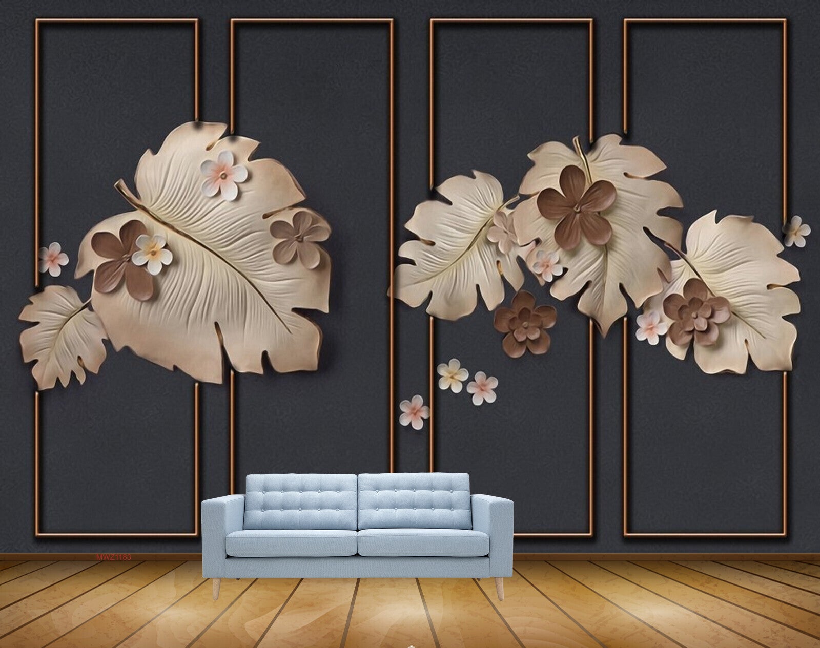 Avikalp MWZ1183 White Brown Flowers Leaves 3D HD Wallpaper Avikalp MWZ1183 White Brown Flowers Leaves 3D HD Wallpaper