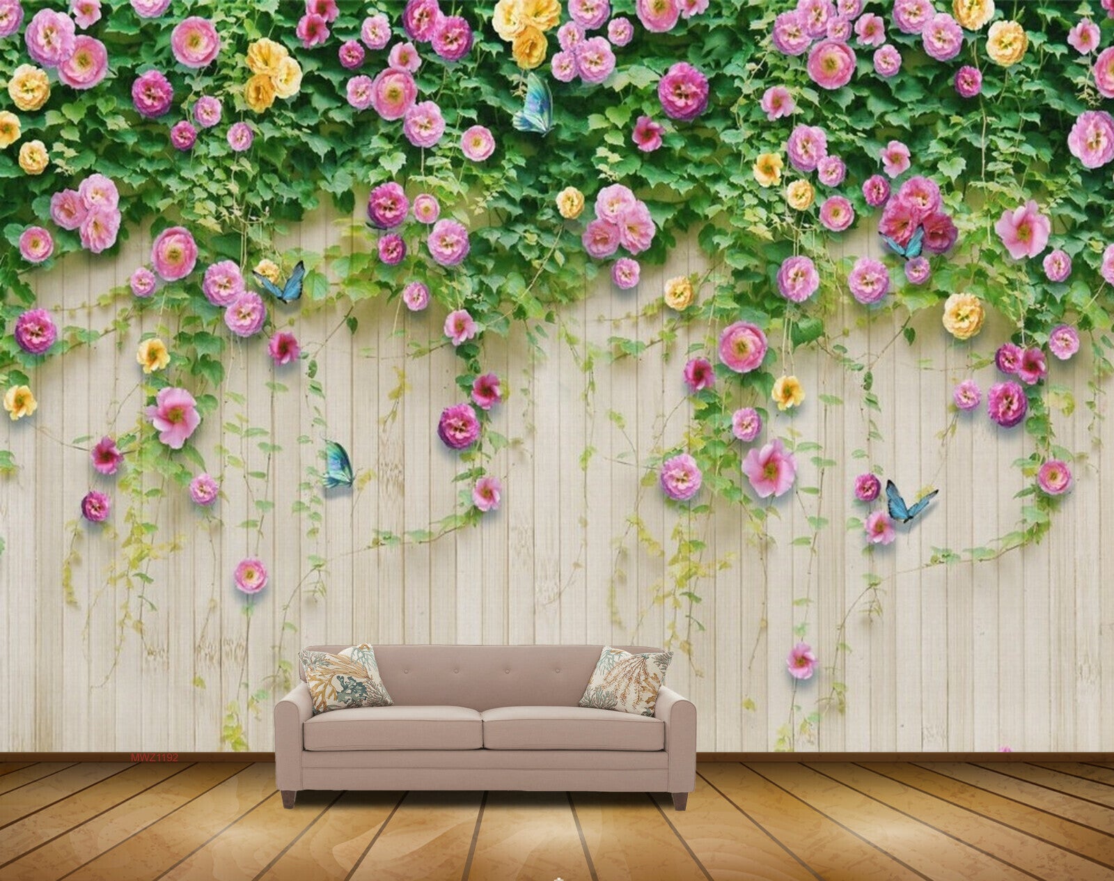 Avikalp MWZ1192 Pink Yellow Flowers Butterflies 3D HD Wallpaper Avikalp MWZ1192 Pink Yellow Flowers Butterflies 3D HD Wallpaper