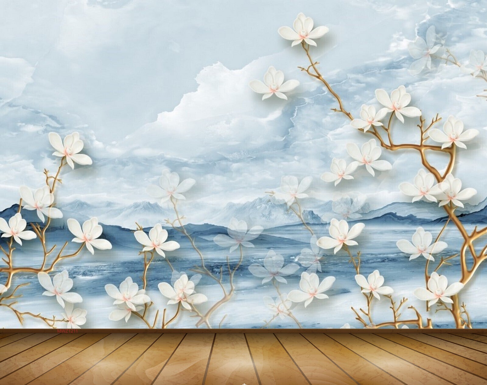 Avikalp MWZ1211 White Flowers Branches 3D HD Wallpaper Avikalp MWZ1211 White Flowers Branches 3D HD Wallpaper