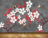 Avikalp MWZ1213 White Flowers Leaves Birds 3D HD Wallpaper Avikalp MWZ1213 White Flowers Leaves Birds 3D HD Wallpaper