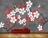 Avikalp MWZ1213 White Flowers Leaves Birds 3D HD Wallpaper Avikalp MWZ1213 White Flowers Leaves Birds 3D HD Wallpaper