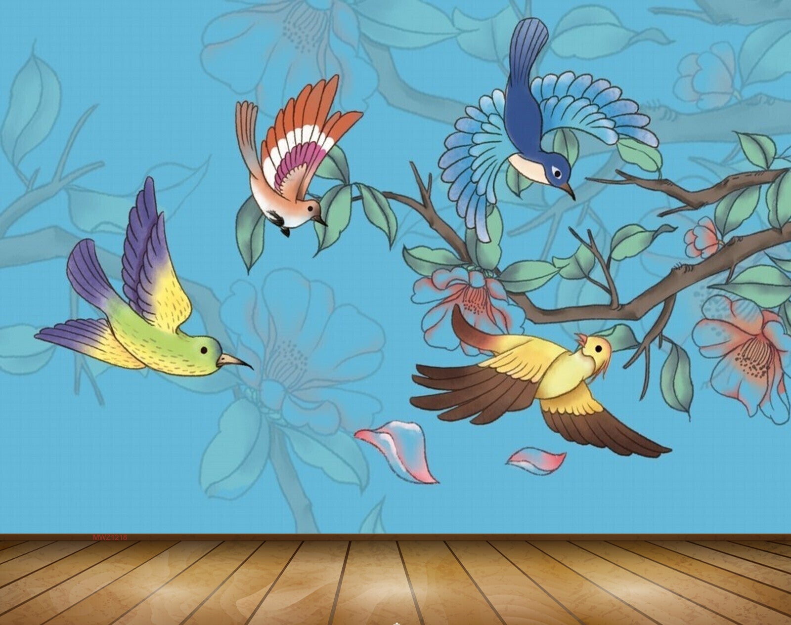 Avikalp MWZ1218 Birds Flowers Leaves 3D HD Wallpaper Avikalp MWZ1218 Birds Flowers Leaves 3D HD Wallpaper