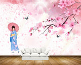 Avikalp MWZ1221 Girl Umbrella Pink Flowers Birds 3D HD Wallpaper Avikalp MWZ1221 Girl Umbrella Pink Flowers Birds 3D HD Wallpaper
