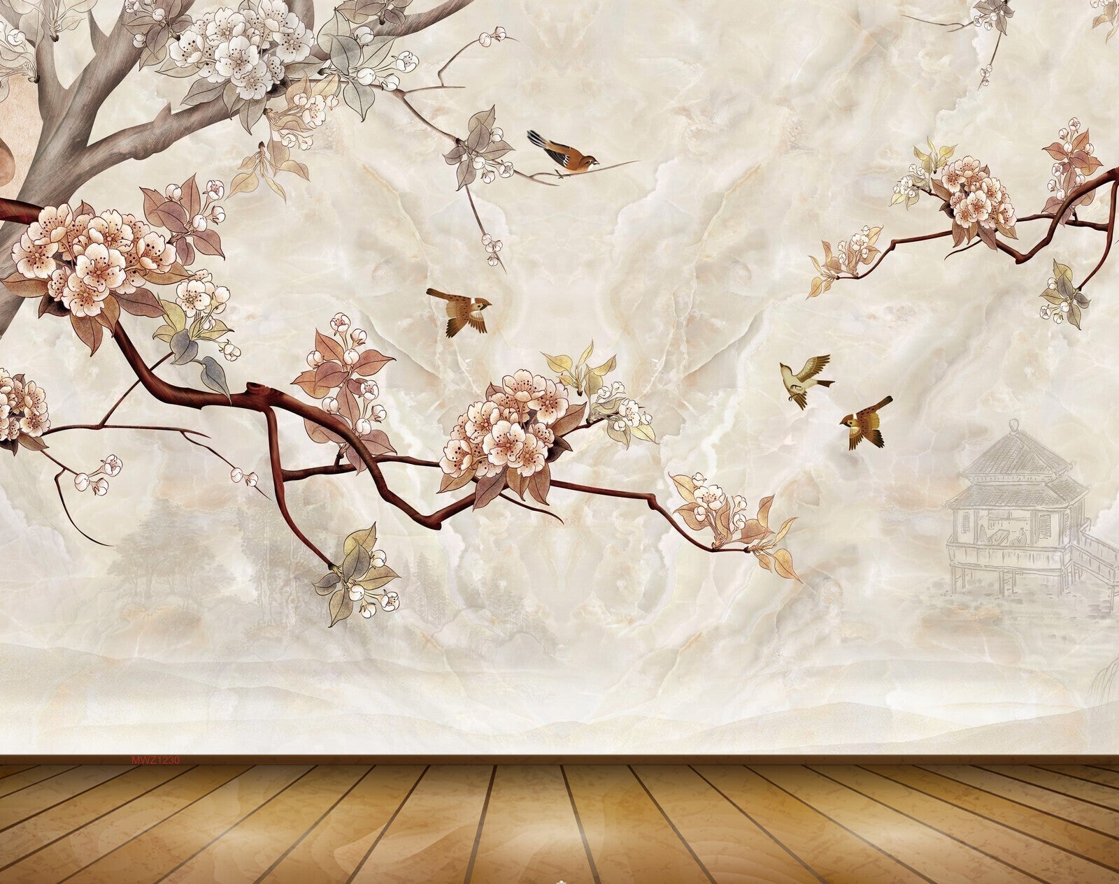 Avikalp MWZ1230 Golden Flowers Branches 3D HD Wallpaper Avikalp MWZ1230 Golden Flowers Branches 3D HD Wallpaper