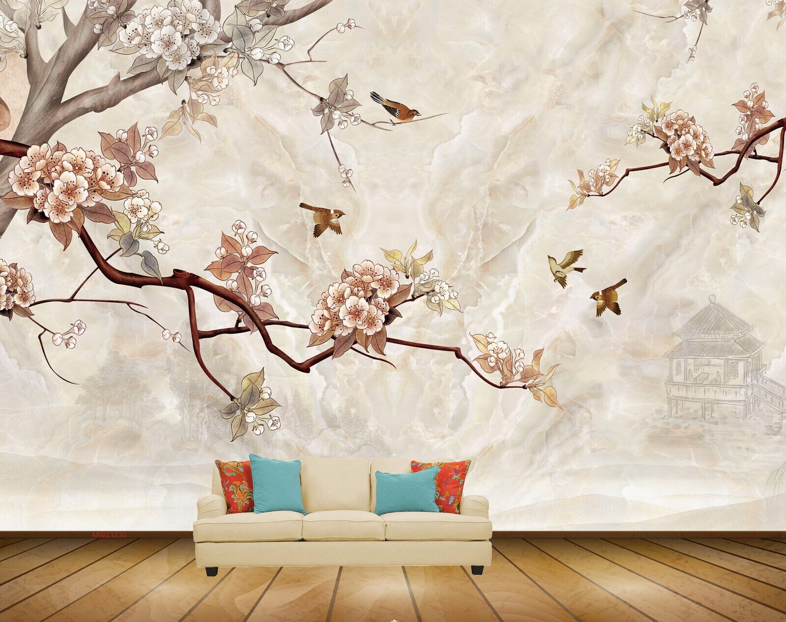 Avikalp MWZ1230 Golden Flowers Branches 3D HD Wallpaper Avikalp MWZ1230 Golden Flowers Branches 3D HD Wallpaper