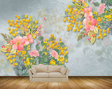 Avikalp MWZ1232 Pink Yellow Flowers Leaves 3D HD Wallpaper Avikalp MWZ1232 Pink Yellow Flowers Leaves 3D HD Wallpaper