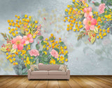 Avikalp MWZ1232 Pink Yellow Flowers Leaves 3D HD Wallpaper Avikalp MWZ1232 Pink Yellow Flowers Leaves 3D HD Wallpaper