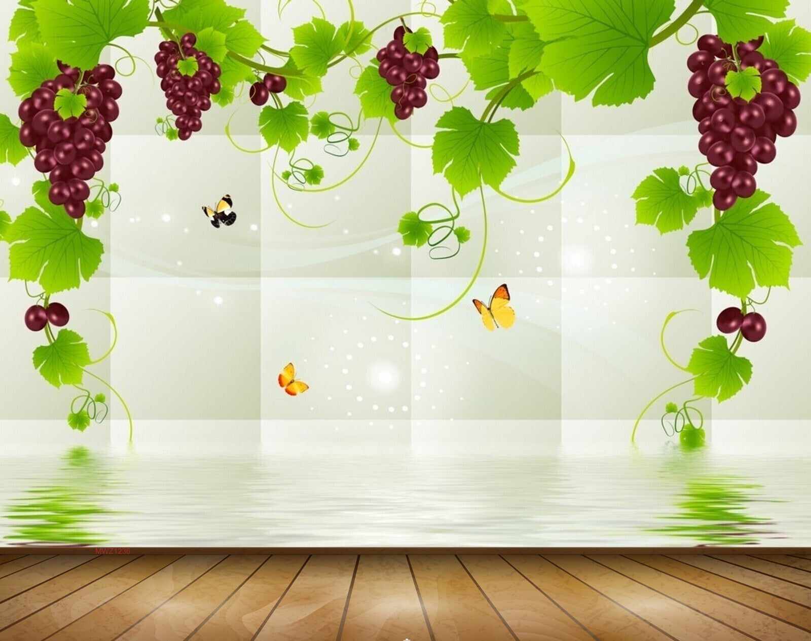 Avikalp MWZ1236 Grapes Creeepers Butterflies 3D HD Wallpaper Avikalp MWZ1236 Grapes Creeepers Butterflies 3D HD Wallpaper