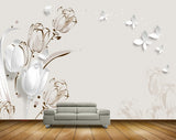 Avikalp MWZ1237 White Flowers Butterflies 3D HD Wallpaper Avikalp MWZ1237 White Flowers Butterflies 3D HD Wallpaper