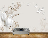 Avikalp MWZ1237 White Flowers Butterflies 3D HD Wallpaper Avikalp MWZ1237 White Flowers Butterflies 3D HD Wallpaper