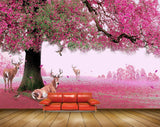 Avikalp MWZ1238 Pink Flowers Tree Deers Birds 3D HD Wallpaper Avikalp MWZ1238 Pink Flowers Tree Deers Birds 3D HD Wallpaper
