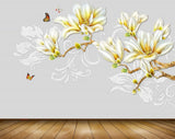 Avikalp MWZ1241 White Yellow Flowers Butterflies 3D HD Wallpaper Avikalp MWZ1241 White Yellow Flowers Butterflies 3D HD Wallpaper