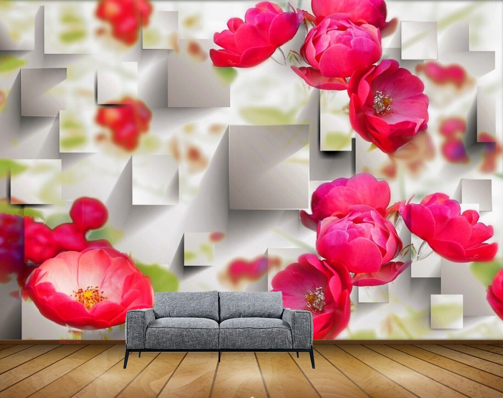 Avikalp MWZ1244 REd Flowers 3D HD Wallpaper Avikalp MWZ1244 REd Flowers 3D HD Wallpaper