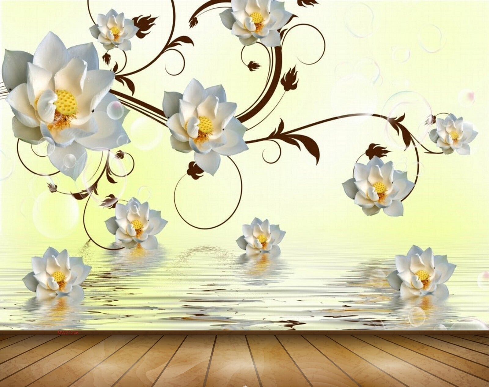 Avikalp MWZ1246 White Yellow Flowers Leaves 3D HD Wallpaper Avikalp MWZ1246 White Yellow Flowers Leaves 3D HD Wallpaper