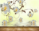 Avikalp MWZ1246 White Yellow Flowers Leaves 3D HD Wallpaper Avikalp MWZ1246 White Yellow Flowers Leaves 3D HD Wallpaper