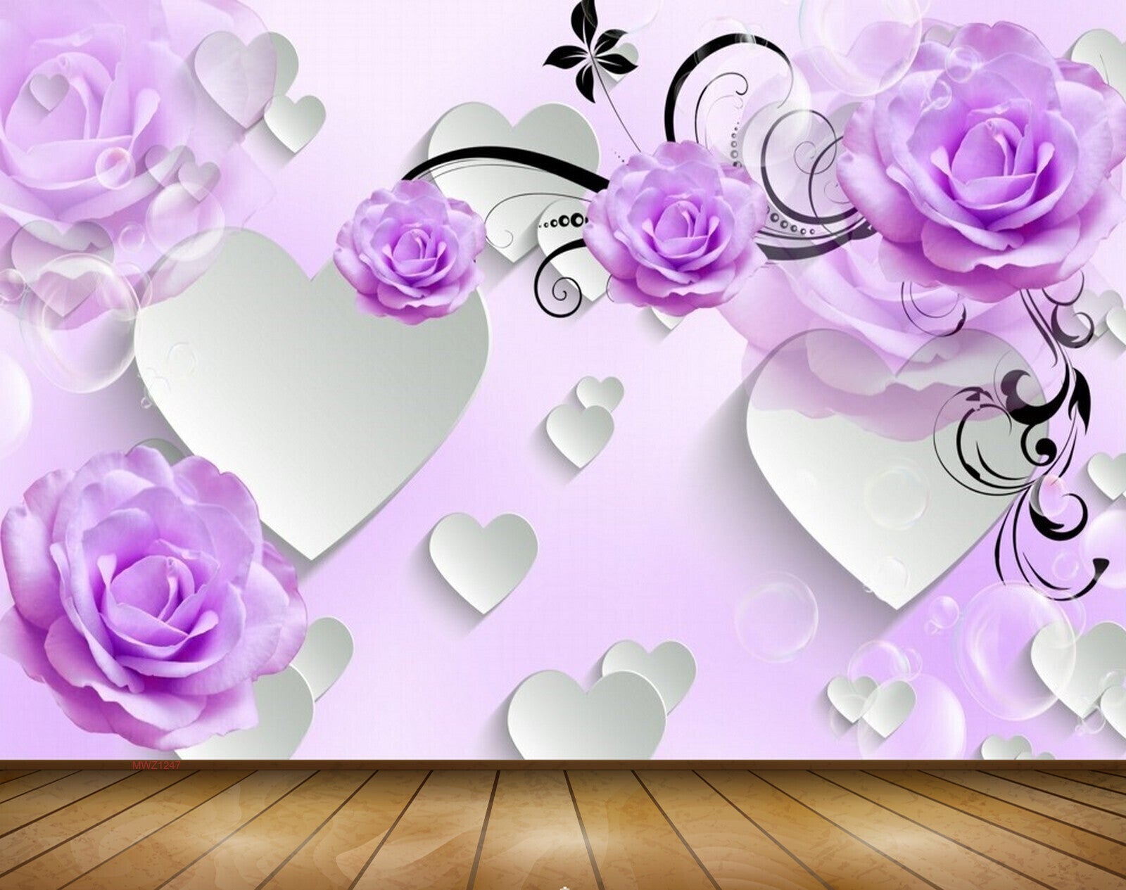 Avikalp MWZ1247 Purple Flowers Leaves 3D HD Wallpaper Avikalp MWZ1247 Purple Flowers Leaves 3D HD Wallpaper