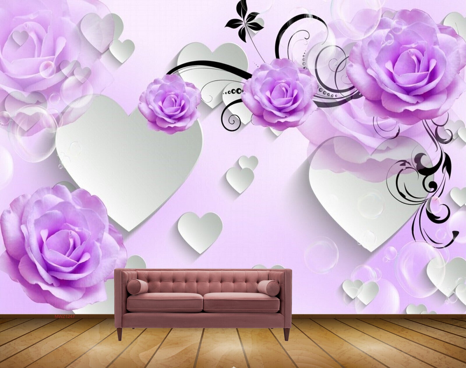 Avikalp MWZ1247 Purple Flowers Leaves 3D HD Wallpaper Avikalp MWZ1247 Purple Flowers Leaves 3D HD Wallpaper