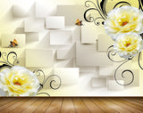 Avikalp MWZ1251 Yellow White Flowers Butterflies 3D HD Wallpaper Avikalp MWZ1251 Yellow White Flowers Butterflies 3D HD Wallpaper