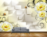 Avikalp MWZ1251 Yellow White Flowers Butterflies 3D HD Wallpaper Avikalp MWZ1251 Yellow White Flowers Butterflies 3D HD Wallpaper